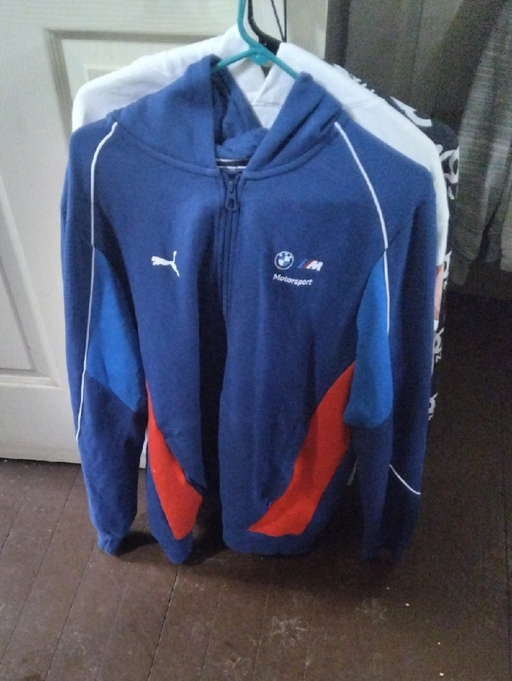 BMW Blue Hoodie with Red and Light Blue Panels
